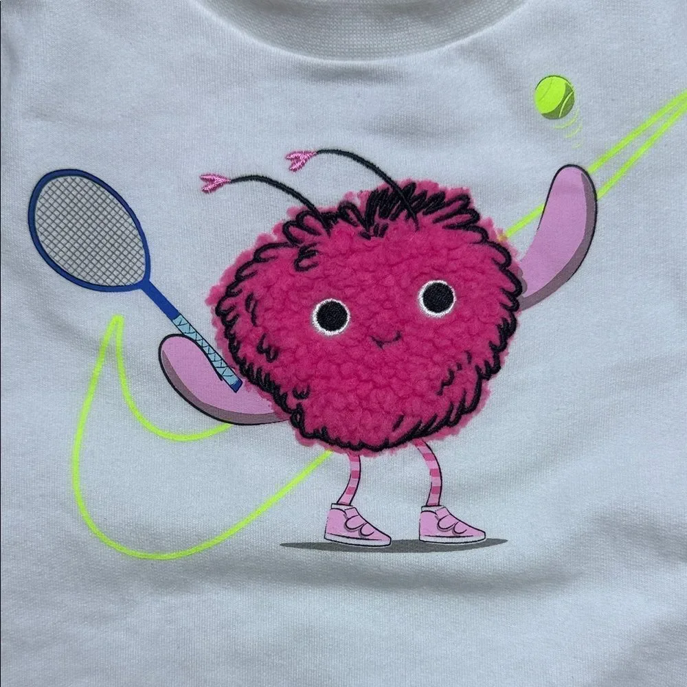 Nike Kids Fuzzy Tennis Monster Long Sleeve Tee White 2T